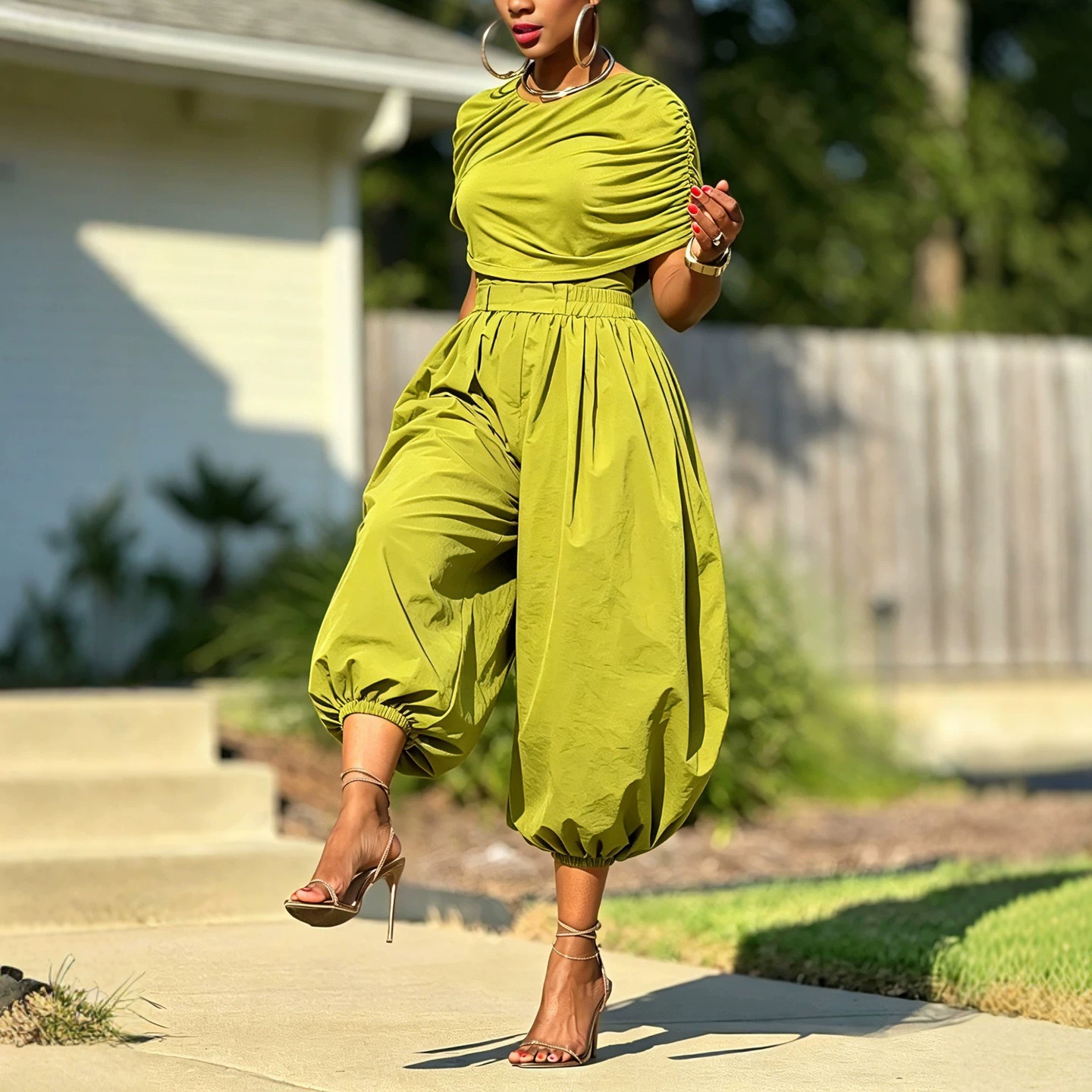 Street Fashion Baggy - Two Piece Matching Set Ruched Short