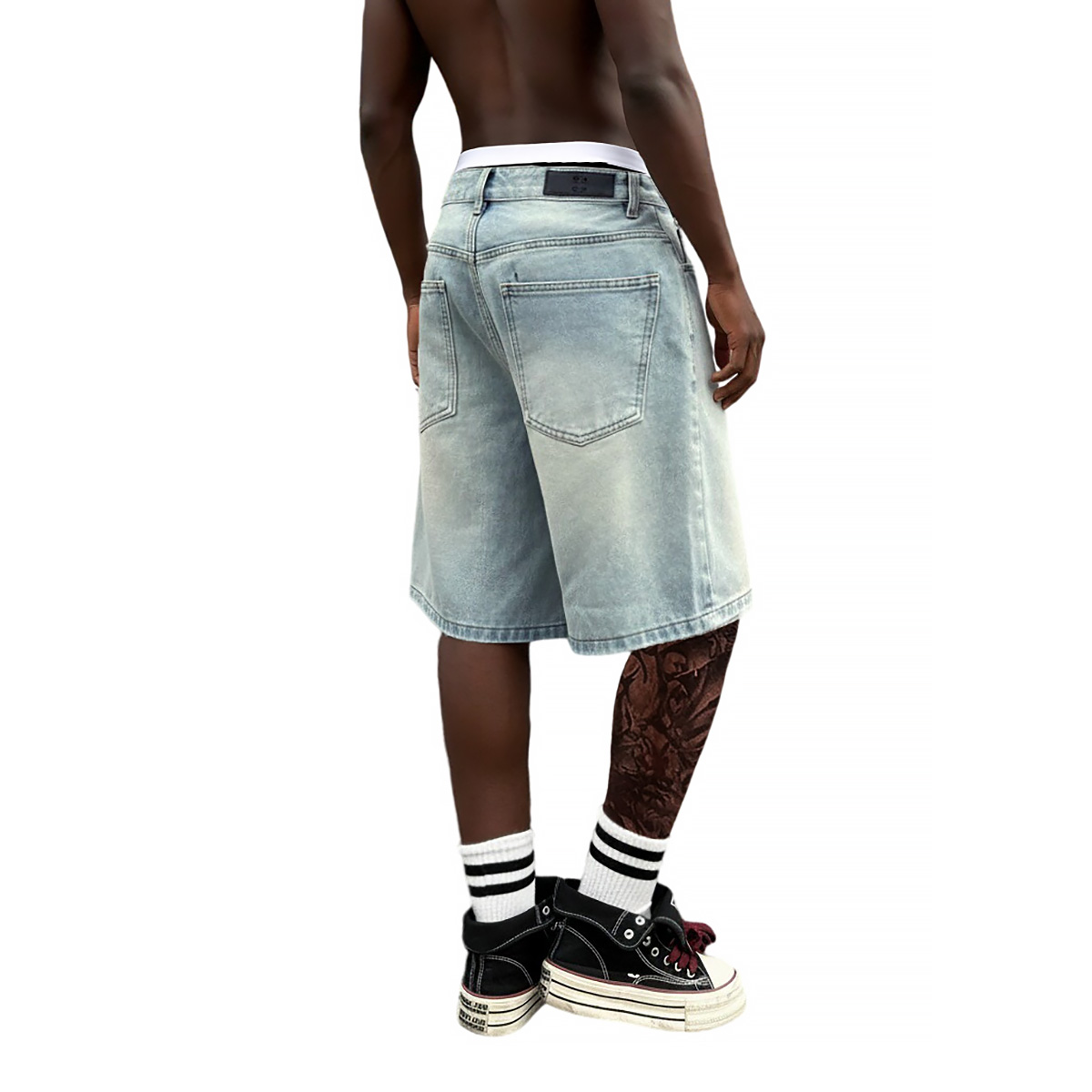 Metal Buckle Short Baggy Jeans - đánh giá và giá Street Fashion Baggy