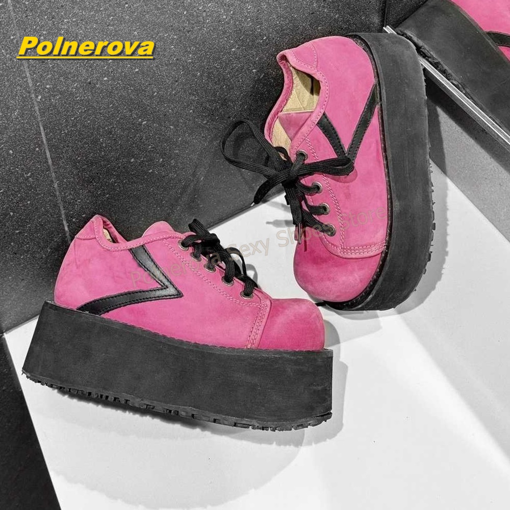 Hot Pink Rainbow Laces Platfor - đánh giá và giá Street Fashion Hot