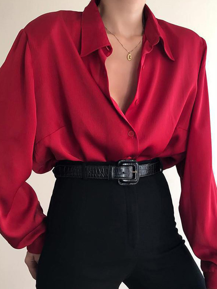 Women Button Blouses Turn Down - đánh giá và giá Street Fashion Baggy