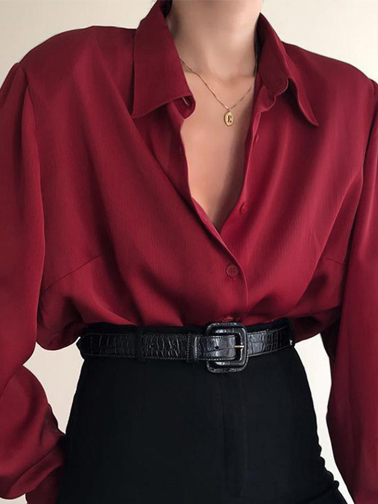 Women Button Blouses Turn Down - đánh giá và giá Street Fashion Baggy